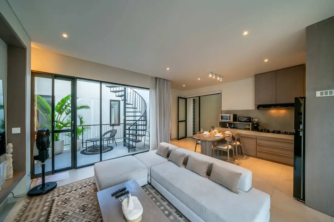Living room and kitchen