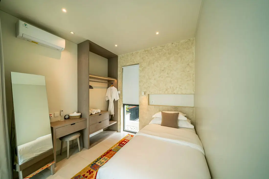 Wardrobe and single bed